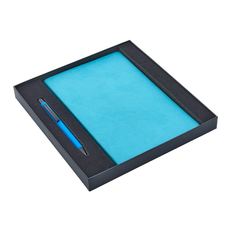 KP02119-0102 Hediyelik Set - 13X21 Renkli Kenar Not Defteri Metal Tükenmez Kalem